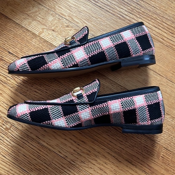 Gucci Jordaan Horsebit Multi Color Plaid Check Tweed Loafers Flats 34 - Picture 5 of 16